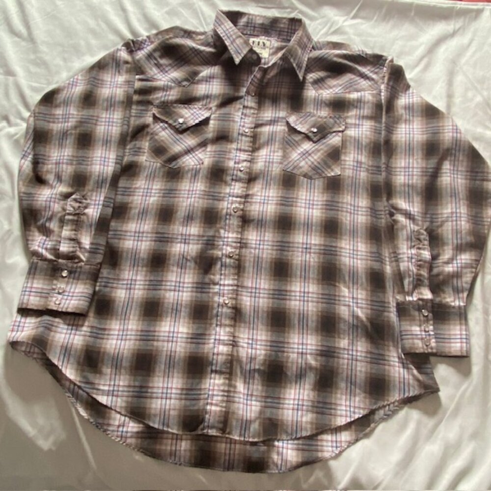 Ely Cattleman Mens XXL Plaid Long Sleeve Western Pearl Snap Button Up
Western